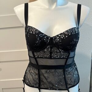 Victoria's Secret Black Floral Lace Bustier